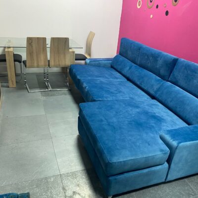 sofa chaiselongue azul tienda muebles