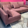 sofa color rosado esquinero, rinconero