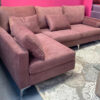sofa color rosado esquinero, rinconero