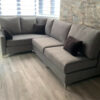 sofa color gris esquinero, rinconero