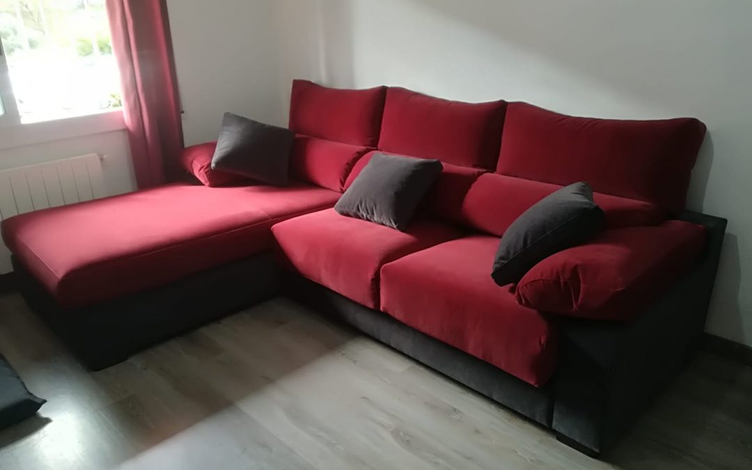 Sofà chaiselongue raconera combinació 2 colors