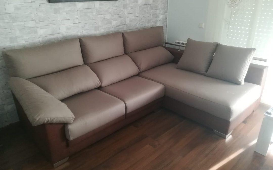 Sofá a medida chaiselongue 2 tonos marrón