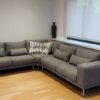 sofa rinconero gris oscuro cojines riñoneros para espalda